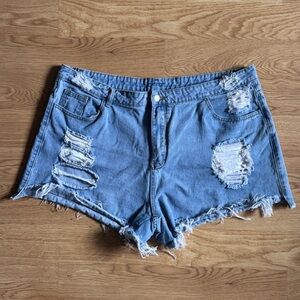 SHEIN Light Blue Distressed Jean Shorts Size 4XL